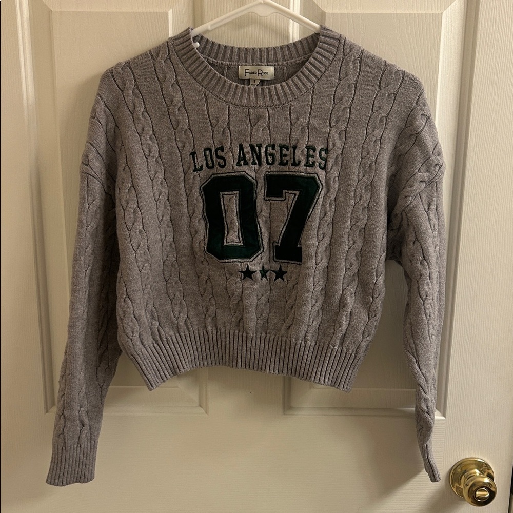GIRLS Gray Cable Knit Sweater